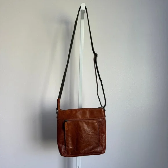 Jack Georges Leather Crossbody Bag Brown Multi‎ Pocket Shoulder Bag Purse